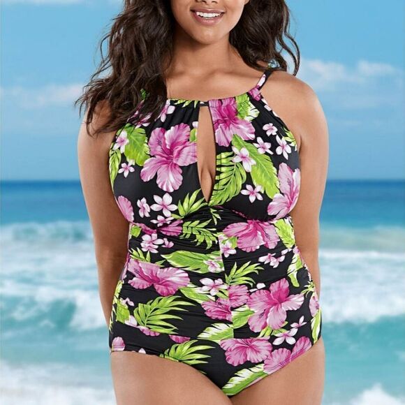 Venus Floral Aloha Plus Size One Piece Swimsuit  - Picture 1 of 2